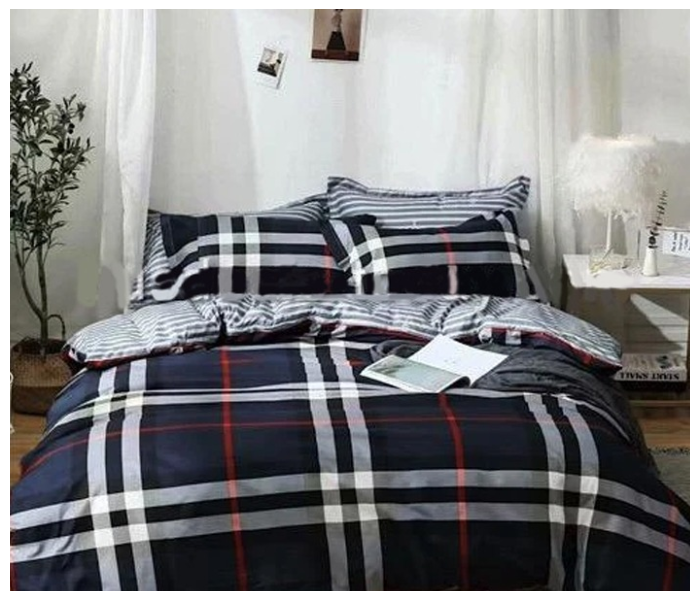 Check 6 Pieces High Quality Cotton Double Size Bed Sheet with Quilt Cover and Pillow Case – Black and White 1 in OMAN