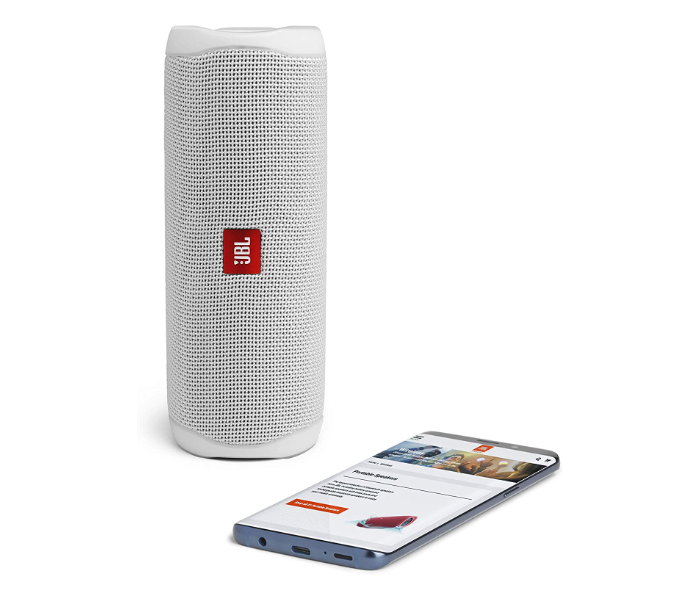 JBL Flip 5 Portable Waterproof Bluetooth Speaker - White 3 in UAE