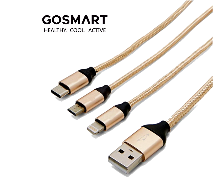 GoSmart G3I1USBCG 3 in 1 USB Cable - Gold 1 in UAE