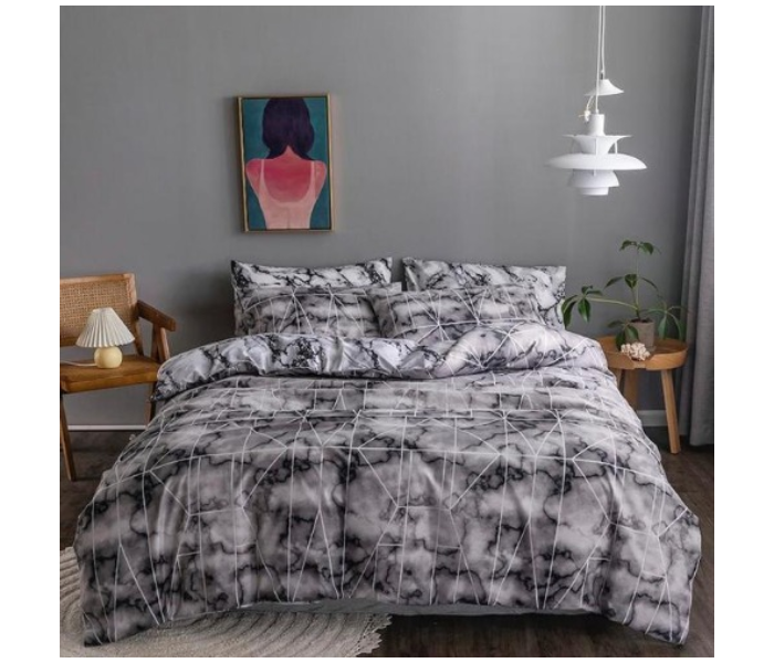 6 Pieces High Quality Cotton Double Size Bed Sheet with Quilt Cover and Pillow Case – Grey 1 in UAE