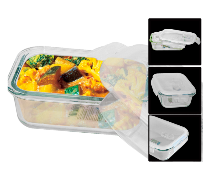 YN137 Microwave Heat Resistant 1040ml Square Glass with Cover 3 in UAE