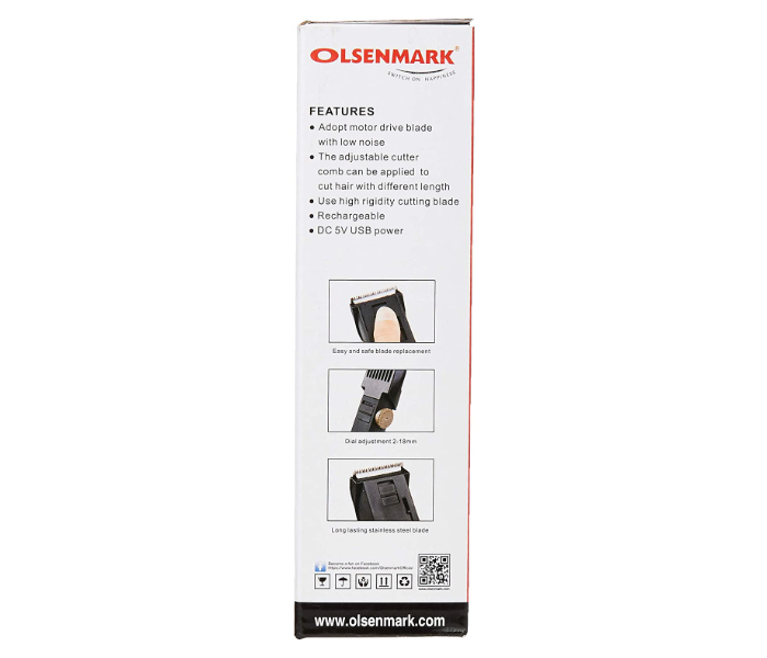 Olsenmark OMTR4068 Rechargeable Hair and Beard Trimmer - Black 5 in UAE