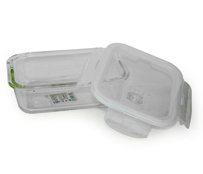 YN136 Microwave Heat Resistant 640ml Square Glass with Cover 3 in UAE