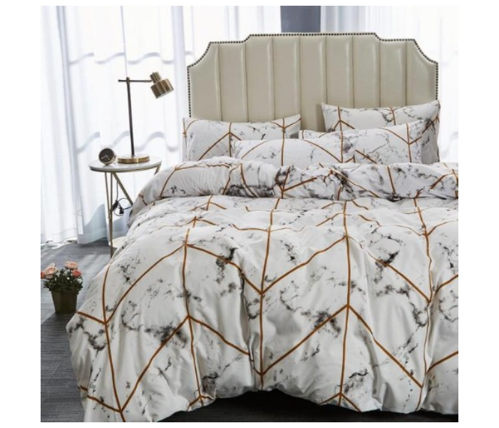 6 Pieces High Quality Cotton Double Size Bed Sheet with Quilt Cover and Pillow Case – Cream 1 in UAE