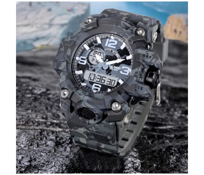 S Shock Casual Sports Watch Waterproof for Men - Army Black 1 in KSA
