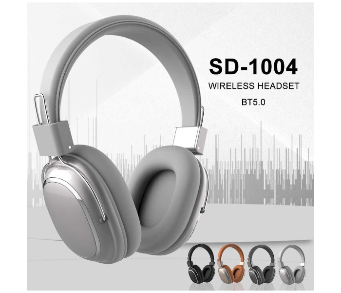 SD-1004 BT5.0 Wireless Headset Over-Ear Headphone Bluetooth Earphone With Mic Game Sports Headphone - Silver 1 in UAE