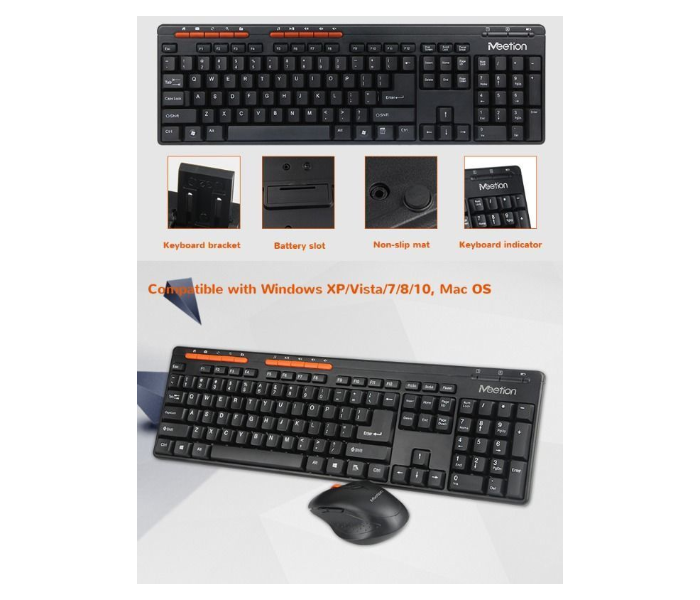 Zoom MeeTion Pubg 4100 2 in 1 Wireless Keyboard Mouse combo Gaming Kit - Black 5 in OMAN