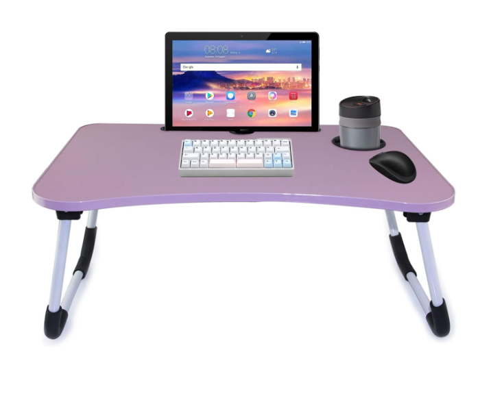 In House Wood Folding Laptop Table - Pink 1 in UAE