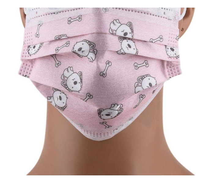 Reitech 50 Pieces Pink Dog Design Kids Disposable Mask - Pink 7 in UAE
