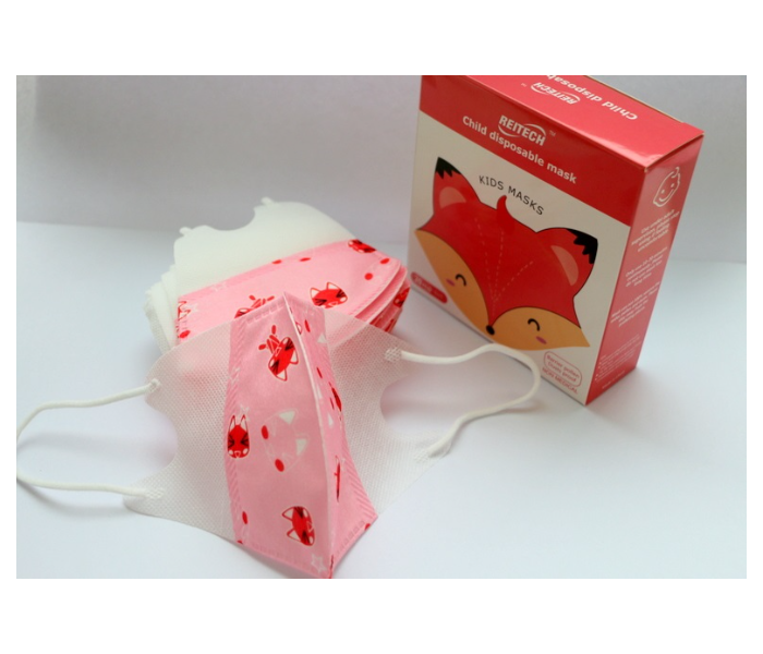 Reitech 20 Pieces Pink Kitty Design Kids 3D Disposable Face Mask - Pink 7 in UAE