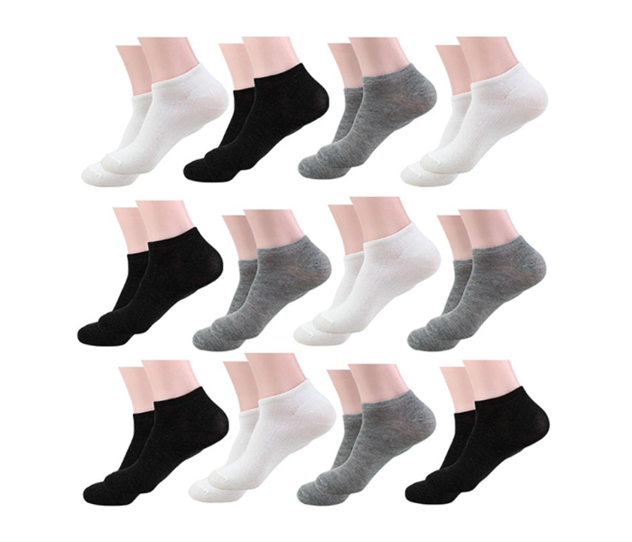 Pack Of 12 Plain Cotton Ankle Socks 1 in UAE