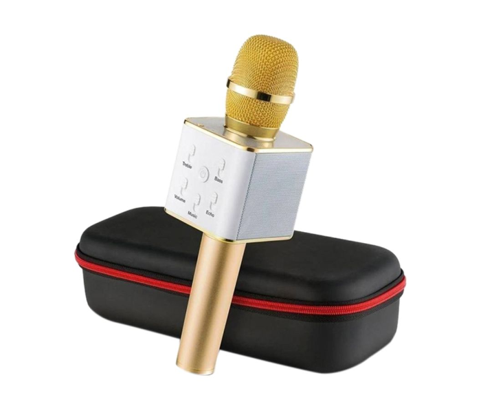 Q7 Bluetooth Karaoke Microphone With Speaker - White and Gold 2 in KSA