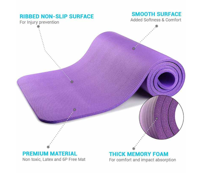 All Purpose Extra Thick Yoga Mat - Purple 4 in UAE