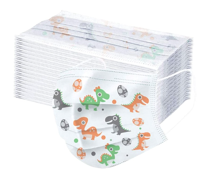 Reitech 50 Pieces Dinosaur Design Kids Disposable Mask - White 2 in UAE