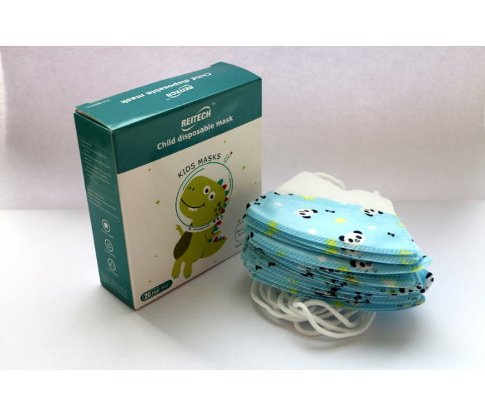 Reitech 20 Pieces Blue Panda Design Kids 3D Disposable Face Mask - Blue 4 in UAE