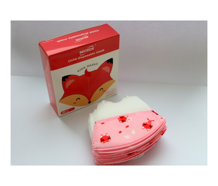 Reitech 20 Pieces Panda Design Kids 3D Disposable Face Mask - Baby Pink 2 in UAE