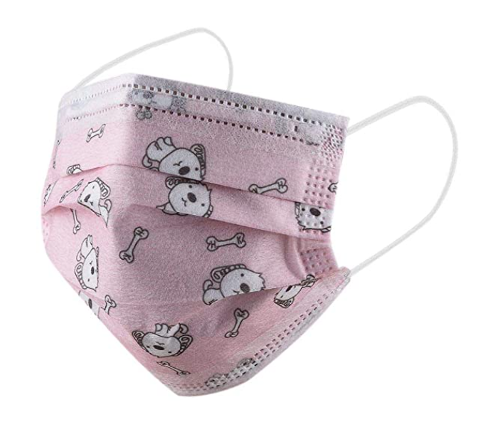 Reitech 50 Pieces Pink Dog Design Kids Disposable Mask - Pink 1 in UAE