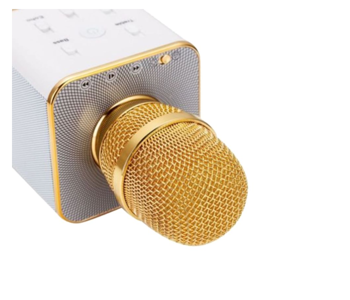 Q7 Bluetooth Karaoke Microphone With Speaker - White and Gold 4 in KSA