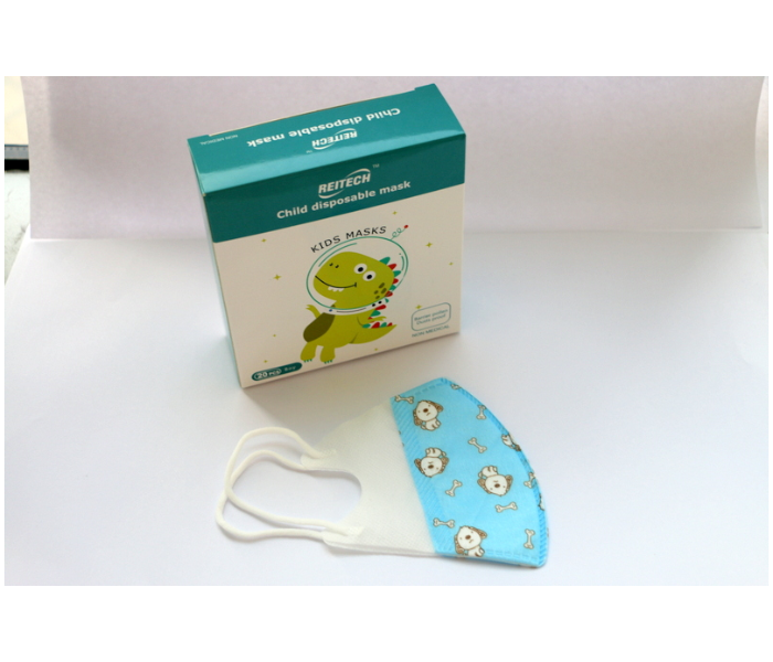 Reitech 20 Pieces Blue Dog Design Kids 3D Disposable Face Mask - Blue 2 in UAE