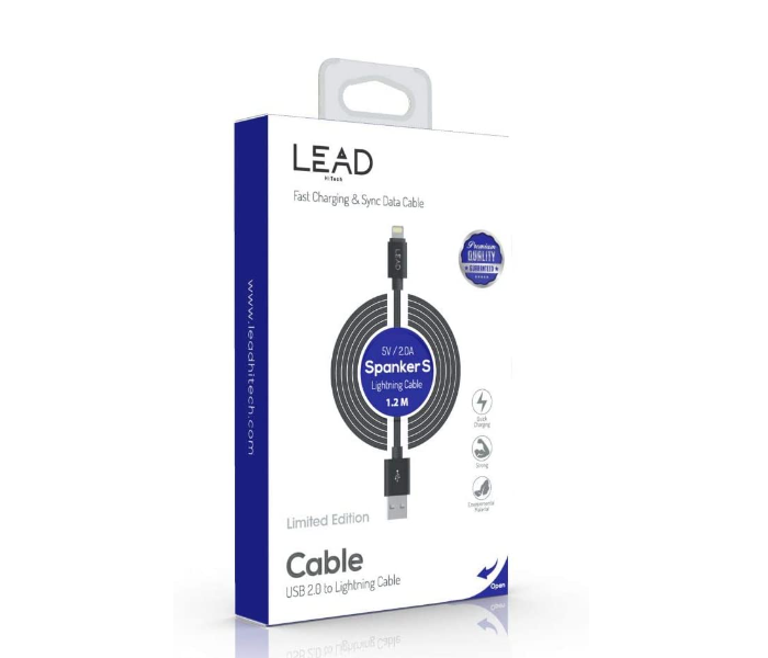 Lead Spanker S 1.2 Mtr Nylon Lightning Cable - Black 2 in UAE
