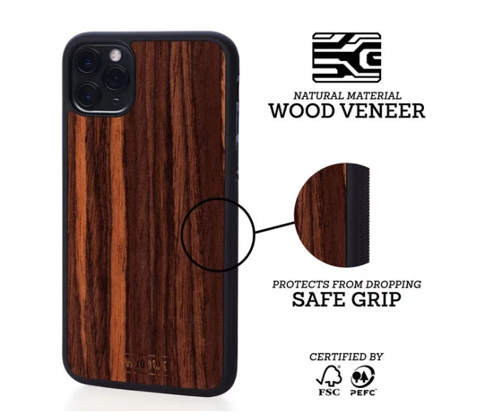 WoodWe Wood Case With Plastic Base for iPhone 11 - Ebony 2 in UAE