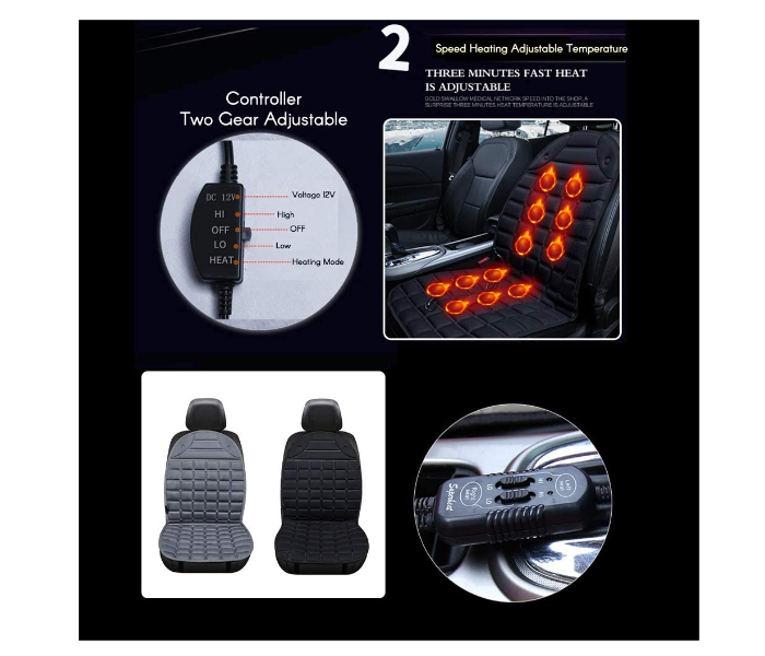 Generic 2 Piece 12V Car Seat Heater Cushion - Brown 3 in KSA