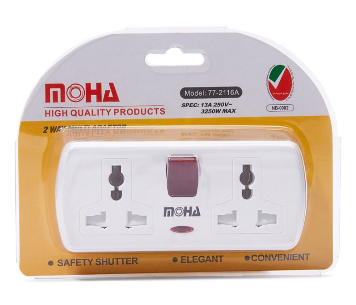 Moha 5 Meter 2 Way T Socket Power Extension - White 1 in UAE