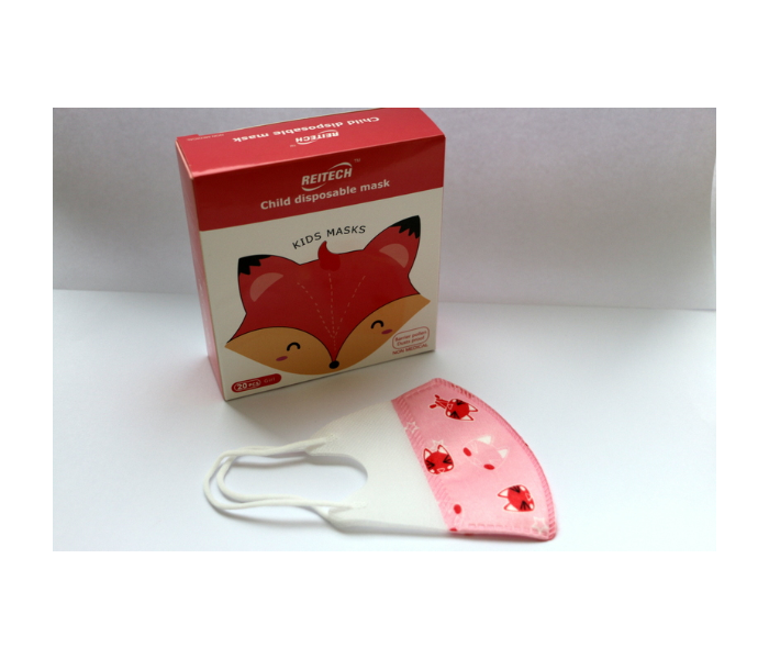 Reitech 20 Pieces Panda Design Kids 3D Disposable Face Mask - Baby Pink 5 in UAE