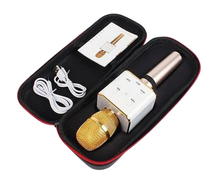 Q7 Bluetooth Karaoke Microphone With Speaker - White and Gold 5 in KSA
