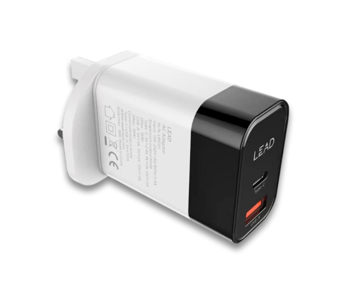 Lead LWC01 Dual Port USB Wall Charger - White and Black 1 in UAE