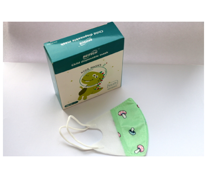 Reitech 20 Pieces Mushroom Design Kids 3D Disposable Face Mask - Green 3 in UAE
