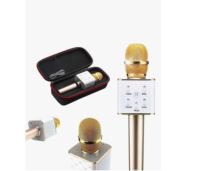 Q7 Bluetooth Karaoke Microphone With Speaker - White and Gold 6 in KSA