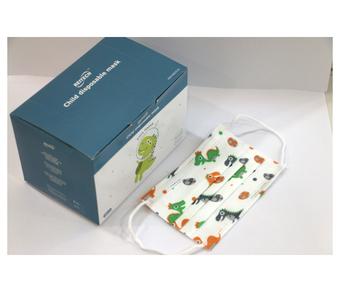 Reitech 50 Pieces Dinosaur Design Kids Disposable Mask - White 7 in UAE