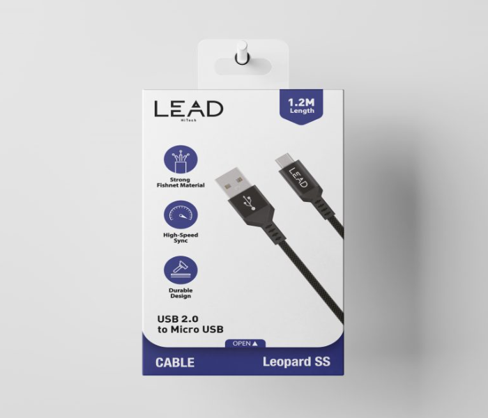 Lead Leopard S 1.2 Meter Micro USB Data Sync Charging Cable - Black 2 in UAE
