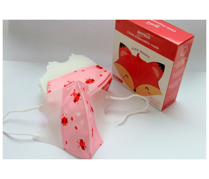 Reitech 20 Pieces Panda Design Kids 3D Disposable Face Mask - Baby Pink 4 in UAE