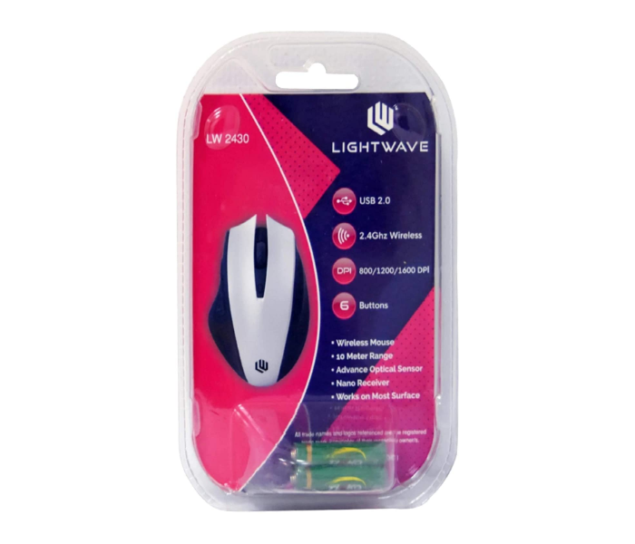 Lightwave LW-2430 Wireless Mouse with Nano receiver - White 3 in UAE