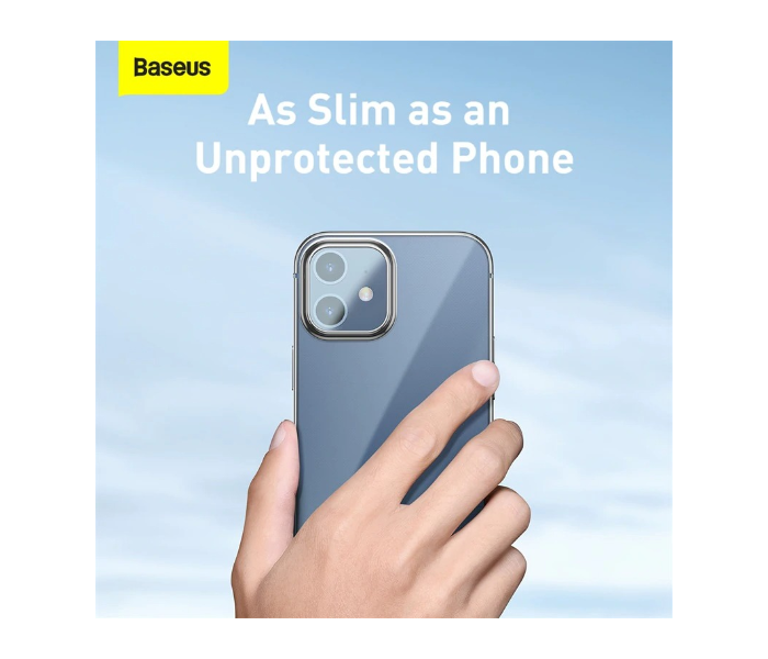 Baseus Premium Plating Phone Case For iPhone 12 Transparent Back Case Soft TPU Case Cover Coque Shell - Silver 2 in UAE