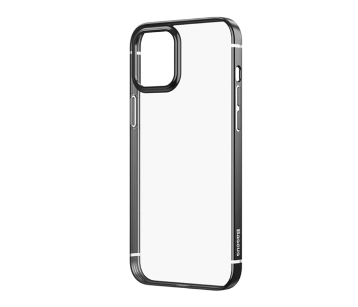 Baseus Premium Plating Phone Case For iPhone 12 Pro Transparent Back Case Soft TPU Case Cover Coque Shell - Black 1 in UAE