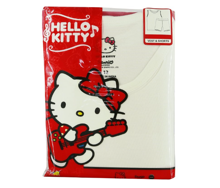 Hello Kitty HKWIS1 Vest and Shorts Set for 6 Year Kids - White 1 in UAE