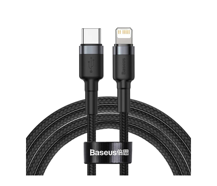 Baseus 1M USB C to Lightning 20W PD Fast Charge plus Data Cable for iPhone 12 11 Pro Max 8 X XR USB - Black 1 in UAE