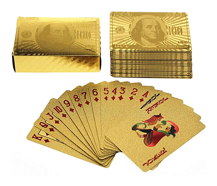100 Dollar Waterproof Gold Foil Plated Playing Cards 3 in UAE