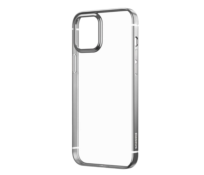 Baseus Premium Plating Phone Case For iPhone 12 Transparent Back Case Soft TPU Case Cover Coque Shell - Black 1 in UAE