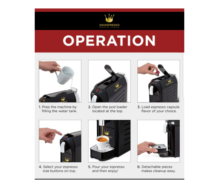 Swiss Presso Nespresso Compatible Espresso Coffee Machine - Black 3 in UAE