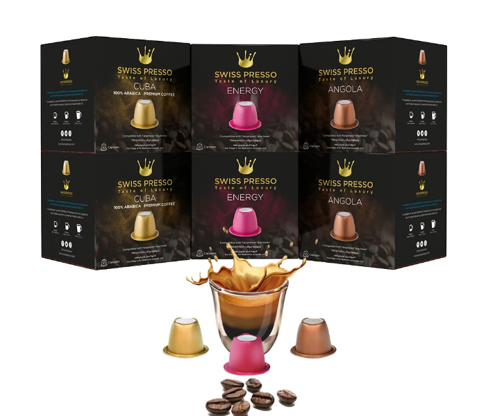 Swiss Presso 60 Different Flavour Capsules Compatible for Nespresso and Espresso 1 in UAE