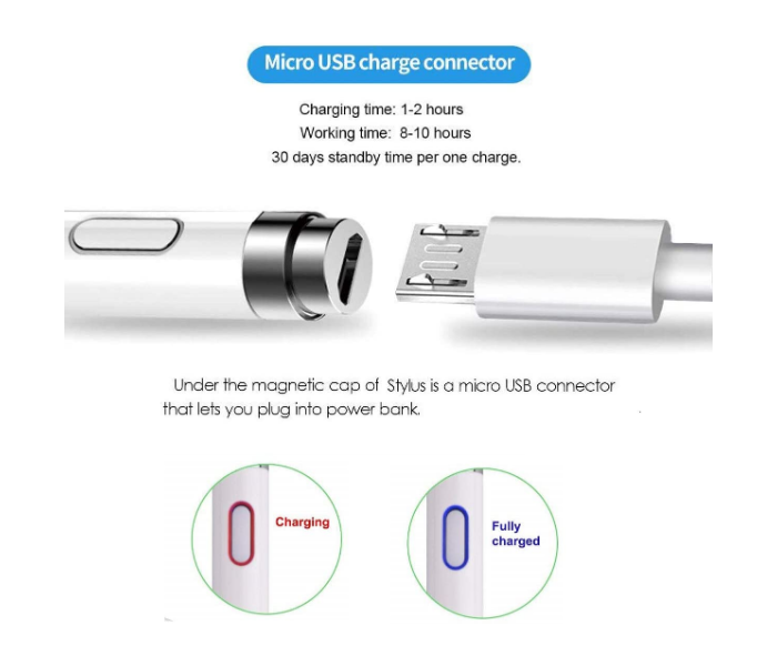 Multipurpose Touch Screen Stylus Pen Smart Pencil Digital Compatible iPad and Most Tablet - White 2 in UAE