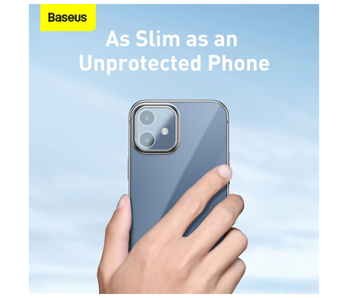 Baseus Premium Plating Phone Case For iPhone 12 Pro Transparent Back Case Soft TPU Case Cover Coque Shell - Black 2 in UAE