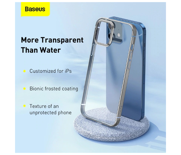 Baseus Premium Plating Phone Case For iPhone 12 Mini Transparent Back Case Soft TPU Case Cover Coque Shell - Black 3 in UAE