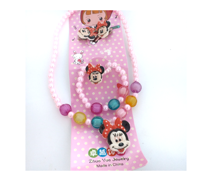 Fashion Cute Mickey Mouse Necklace With Round Pendant For Women - Pink 1 in OMAN