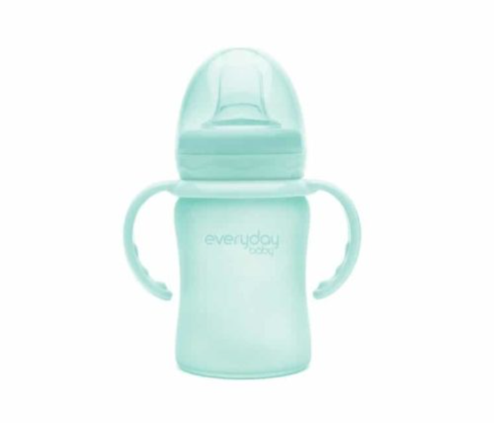 Everyday Baby 150ml Glass Sippy Cup Shatter Protected - Mint Green 1 in UAE