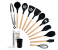 Silicone Spatula 11 Piece Kitchen Utensils Set - Black and Beige 1 in OMAN